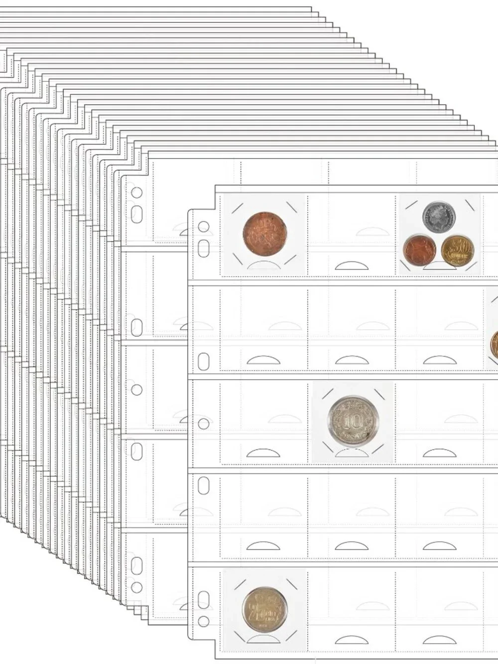 30 Sheets Uncle Paul Coin Binder Sheets for 2